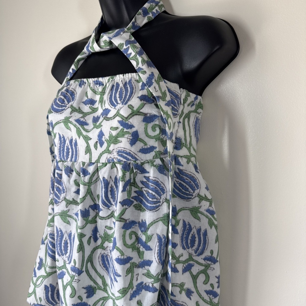 Fancy Women's‎ Medium Blue Floral Two Piece Set Crop Top Skirt Y2K Beachy NWT